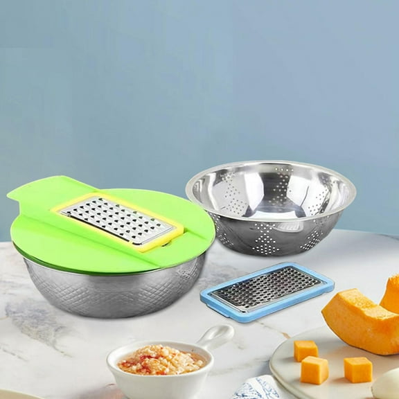 Fancyes Colander with Mixing Bowl Multipurpose Stainless Steel Basin Kitchen Gadget