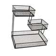 thumbnail image 1 of Fancyes Counter Basket Snack Display Tray Space Saving Container Multi Tier Living Room Fruit Tray Metal Wire Storage Basket black, 1 of 8