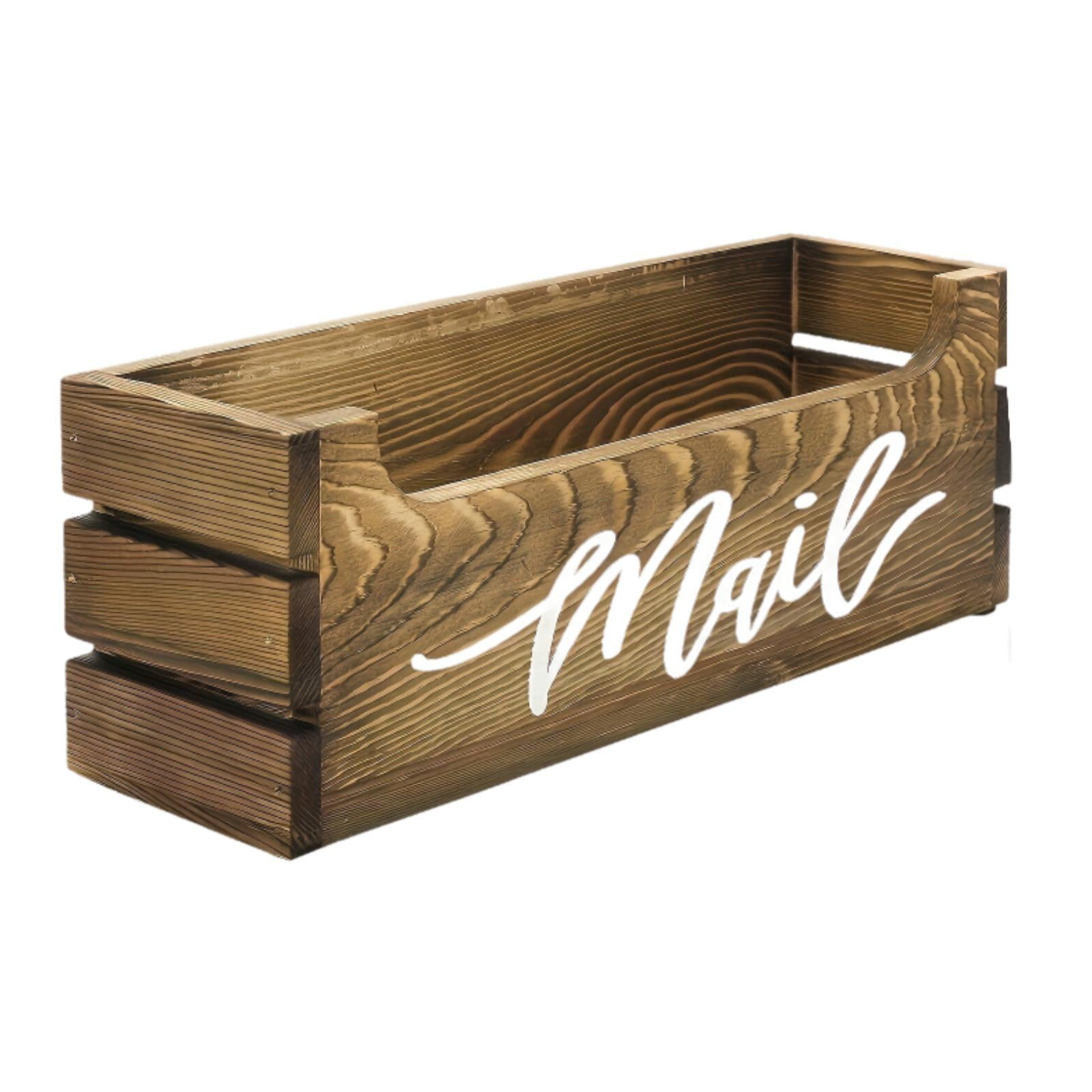 Woven Mail Organizer Basket - 12 Inch Farmhouse Desk Organizer For Bills, Mail & Pens