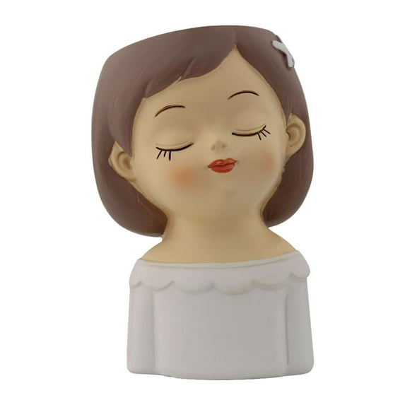 Fancyes Cute Girl Flower Pot Flower Holder Desktop Ornament Container Decorative Planter Resin Vase for Office Farmhouse Bedroom Cafe A