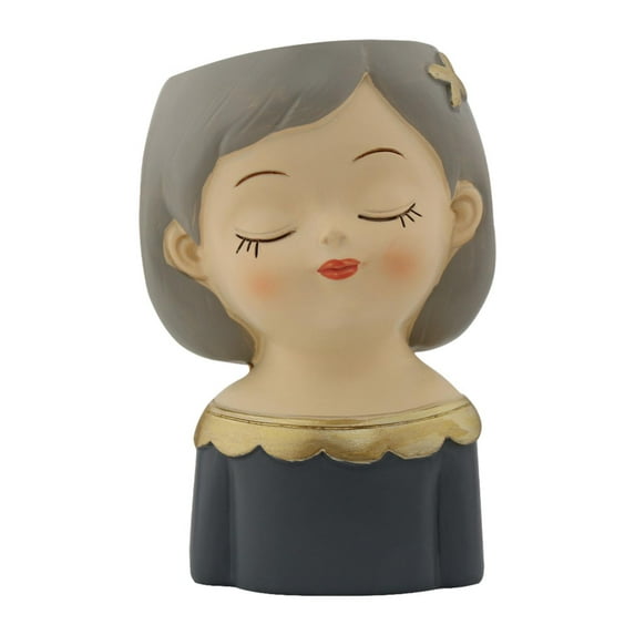Fancyes Cute Girl Flower Pot Flower Holder Desktop Ornament Container Decorative Planter Resin Vase for Office Farmhouse Bedroom Cafe B
