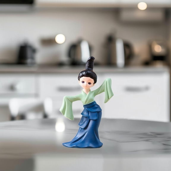 Fancyes Dancer Figurine Chinese Lady Dancing Statue, Resin Art Sculpture, Desktop Ornament for Office Party Bedroom Tabletop Birthday 7.4cmx4. 5cmx14.6cm