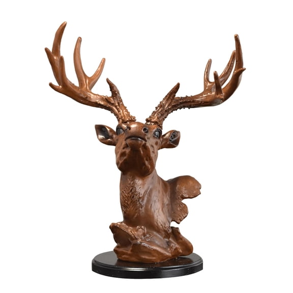 Fancyes Deer Head Figurine Ornament Gift Desktop Decor Decor for Bookshelf Bedroom Office