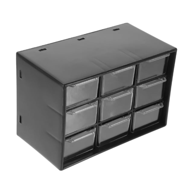 Fancyes Desk Organizer Desk Craft Organizer with 9 Clear Drawers Organizer Bins Stackable Storage Drawers for Gadgets Collection Home black