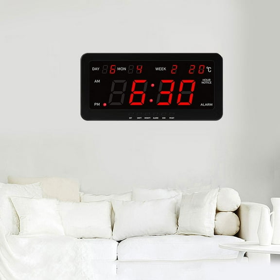 Fancyes Digital Wall Clock Professional Modern Alarm Clock for Office Classroom Home Red