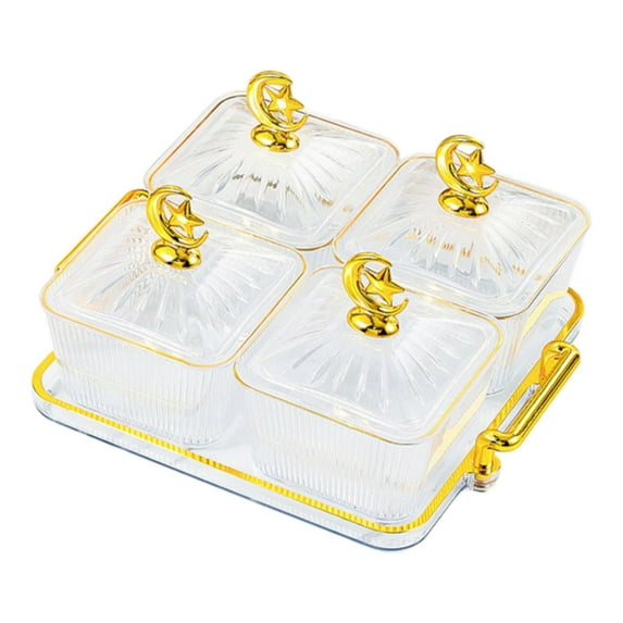 Fancyes Divided Serving Dish Appetizer Serving Tray Multifunctional Dried Fruit Tray Nut Candy Container for Cookies Snacks Seasoning Clear 4 Grids