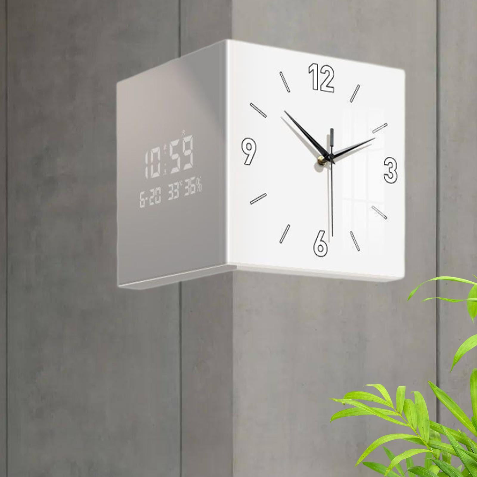 Fancyes Double Sided Wall Clock Metal Corner Clock Large Silent Art ...
