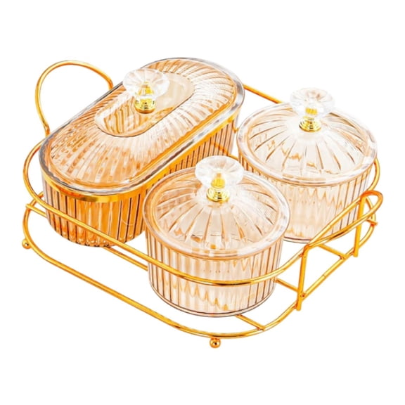 Fancyes Dried Fruit Plate Cookie Jar Food Storage Box Snacks Dish Candy Nuts Dish Seasoning Containers for Holiday Party Home Kitchen Amber M