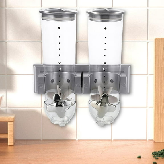 Fancyes Dry Food Cereal Dispenser Candy Dispenser Jar Multifunction 1.5L Each Kitchen Storage Container Wall Mount Canister for Snack