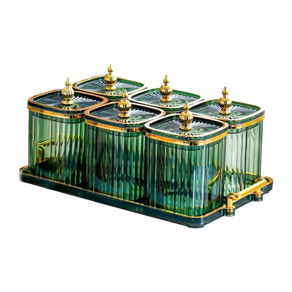 Fancyes Dry Fruit Glasses with Lid Set Snacks That Serve The Glasses with A Tray, The Suitable Serving Plate for Home Kitchens Vacation Dried Fruit Nuts Fruit Green