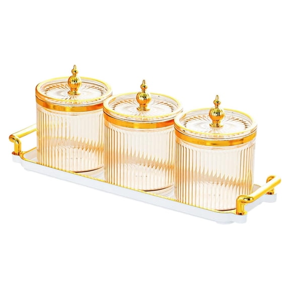 Fancyes Dry Fruit Tray with Lid Appetizer Serving Plate with Tray Sealed Sugar Jars Snack Candy Dish for Room Home Nut 3 grids
