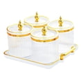 thumbnail image 1 of Fancyes Dry Fruit Tray with Lid Appetizer Serving Plate with Tray Sealed Sugar Jars Snack Candy Dish for Room Home Nut 4 grids, 1 of 8