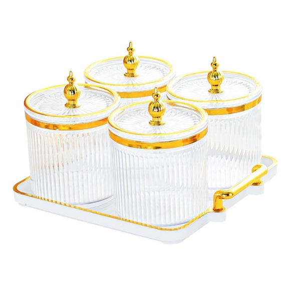 Fancyes Dry Fruit Tray with Lid Appetizer Serving Plate with Tray Sealed Sugar Jars Snack Candy Dish for Room Home Nut 4 grids