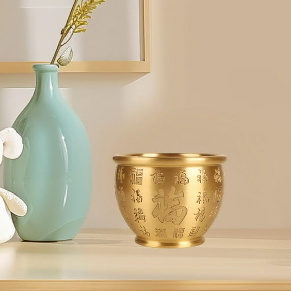 Fancyes Feng Shui Treasure Bowl Table Centerpiece Wealth Prosperity Figurine for Spring Festival Wedding Office Home Decor