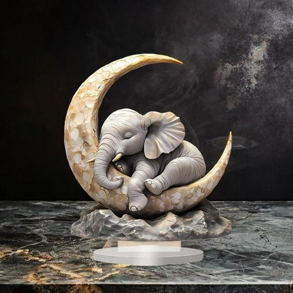 Fancyes Figurine Elephant Sleeping on The top Art Craft Statue Ornament for Centerpiece Businesses Home Bathroom Decorating