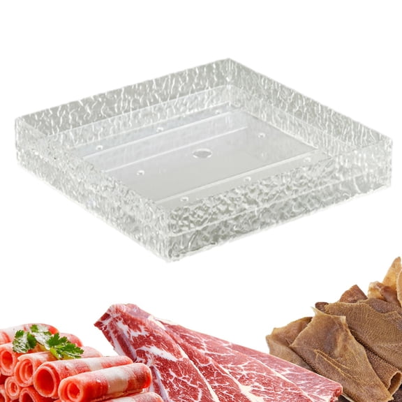 Fancyes Food Buffet Server Platter Sashimi Tray Serving Dish, Acrylic Serving Tray Ice Chilled Serving Tray for Vegetable Fruit Snack L