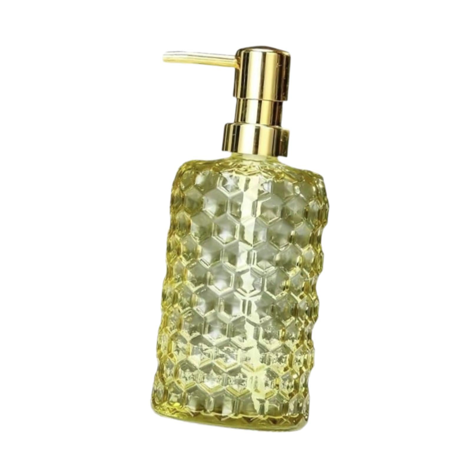 Fancyes Glass Pump Soap Dispenser Lotion Dispenser Decor 500ml Stylish Shower Gel Bottle Lotion Bottle Hand Pump for Home Salon Hotel Yellow