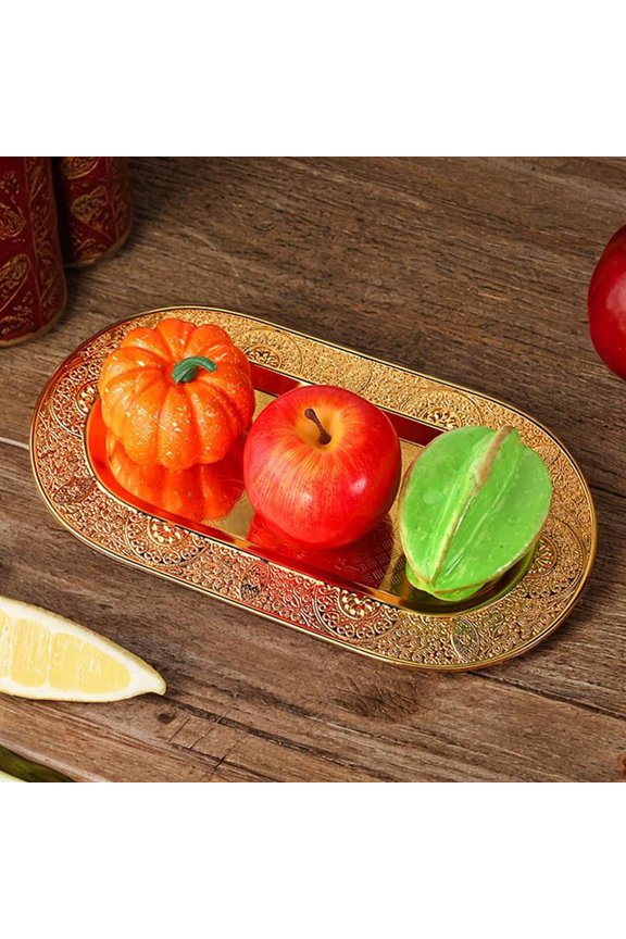Gold Decorative Tray Cake Dessert Tray Fruit Plate Cosmetics Jewelry Organizer Food Tray Serving Platter for Bar Home Cookies