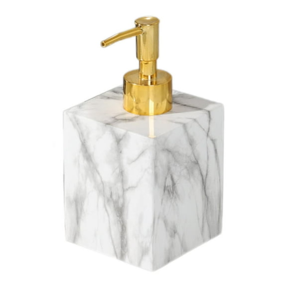 Fancyes Hand Soap Liquid Dispenser,Marble Texture Soap Dispenser,400ml Resin Salon Dispenser,Pump Soap Container for Countertop Hotel gold head white