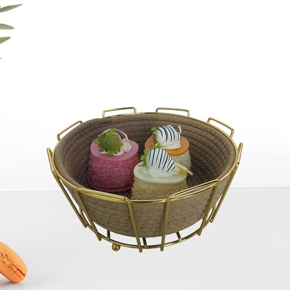 Fancyes Handcrafted Storage Basket Handwoven Shelf Basket Elegant Toy Storage Basket Storage Bin for Vanity Office Bedroom Organizing