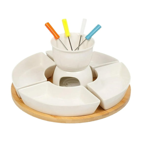 Fancyes Home Tea Light Candle Fondue Set, Ceramic Butter Warmer Set, Melt Hot Pot Bowl, Fondue Pot Melting Pot Set for Caramel Butter A