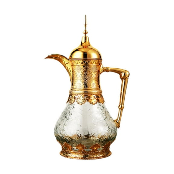 Fancyes Insulated Coffee Carafe Arabian Thermal Coffee Pot Ornaments Elegant for Hot Drinks Housewarming Portable Juice Kettle Teapot Gold