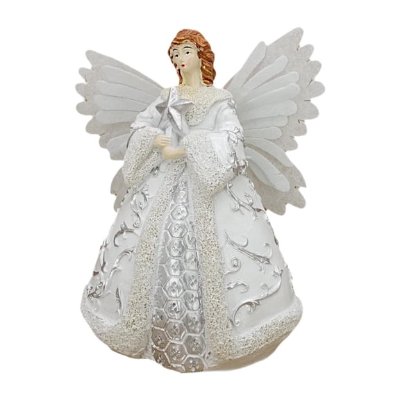 Fancyes Light up 19cm Angel Statue Xmas Gift for Yard Porch Decor Collectible Decorative Accessory Resin Sculpture Christmas Ornament