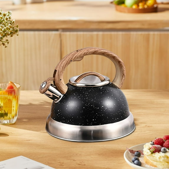 Fancyes Loud Whistle Kettle Stainless Steel Heats up Quickly Cooker Modern Coffee Kettle Tea Maker for Hiking Outdoor Barbecue Picnic Black