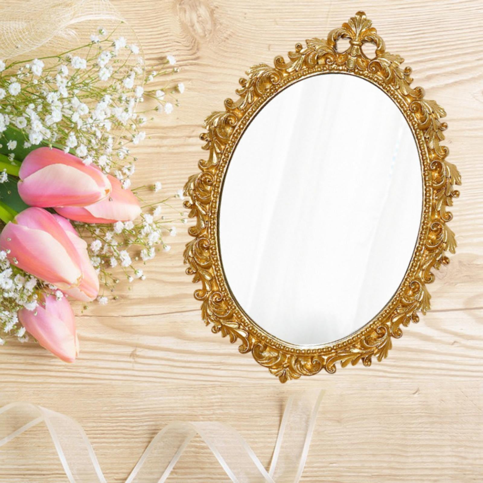 Vintage Floral Embossed Copper Makeup Mirror - Decorative Beaded Edge Desktop Vanity Mirror - View #6