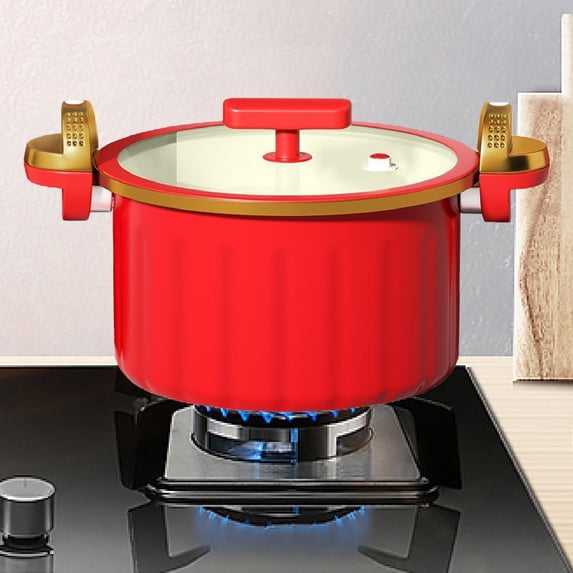 Fancyes Micro Pressure Pot Simmer Pot Handmade Heat Resistant with Lid and Handle 7L Hot red