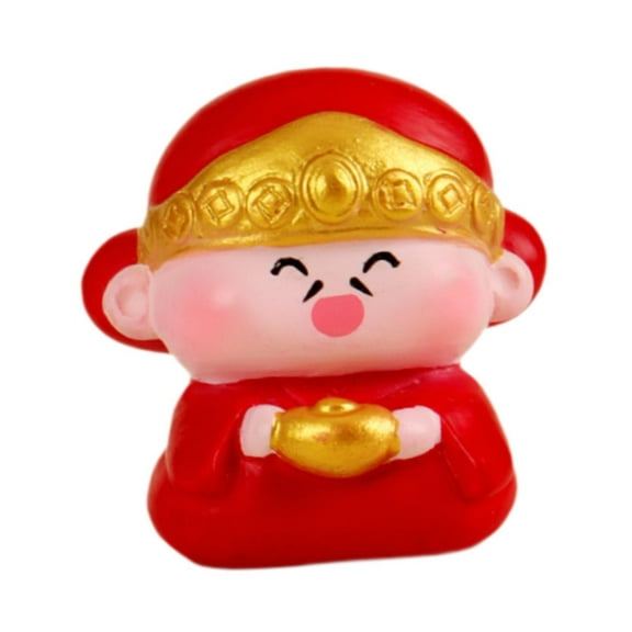 Fancyes Mini Resin Chinese Cai Shen Figurine Fengshui Ornament for Home Office Decor D