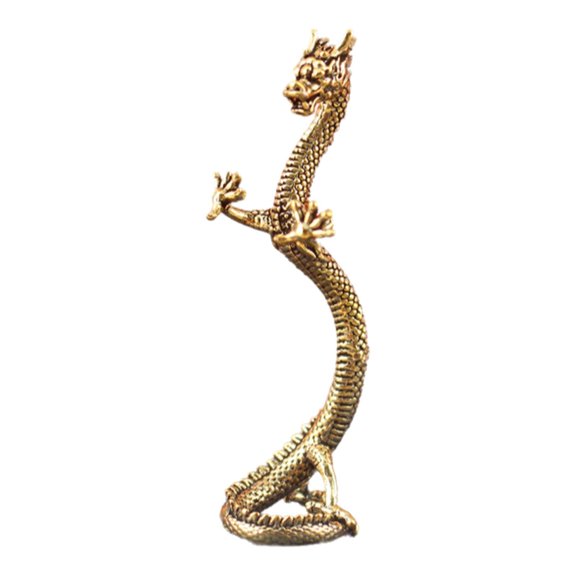 Fancyes Miniature Brass Dragon Brass Dragon Figurine Table Decor Wealth Bookshelf Desktop Crafts Gift Chinese Dragon Statue Art Decor