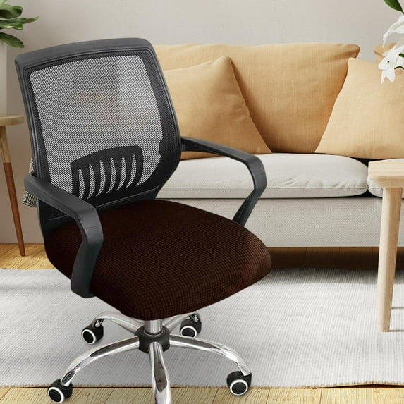 Fancyes Office Chair Cover Dustproof Washable Anti Slip Removable Armrests Slipcover Brown