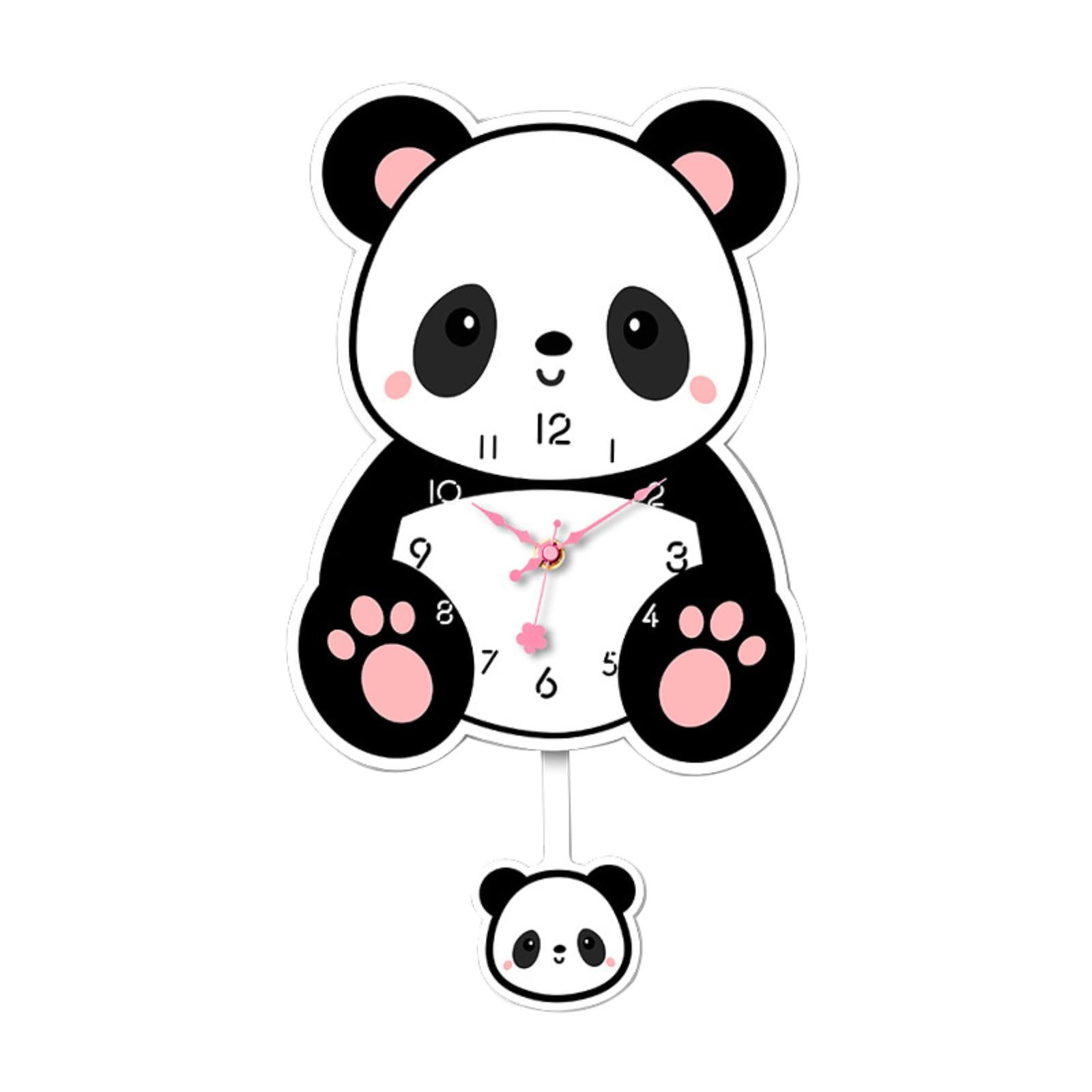Hand Clock Panda Fancyes Panda Pendulum Wall Clock Silent Clock Acrylic with Swinging ...