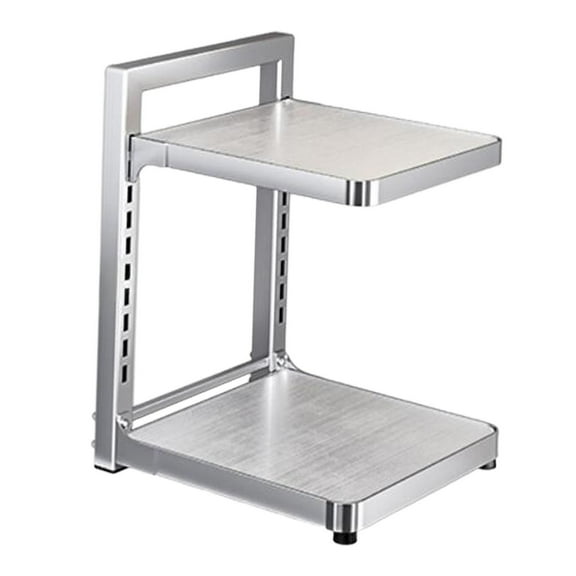 Fancyes Pot Pan Rack, Standing Pot Rack, Stainless Steel Kitchen Organizer, Space Saving Pot Holder Rack for Countertop under Cabinet 2 Tier