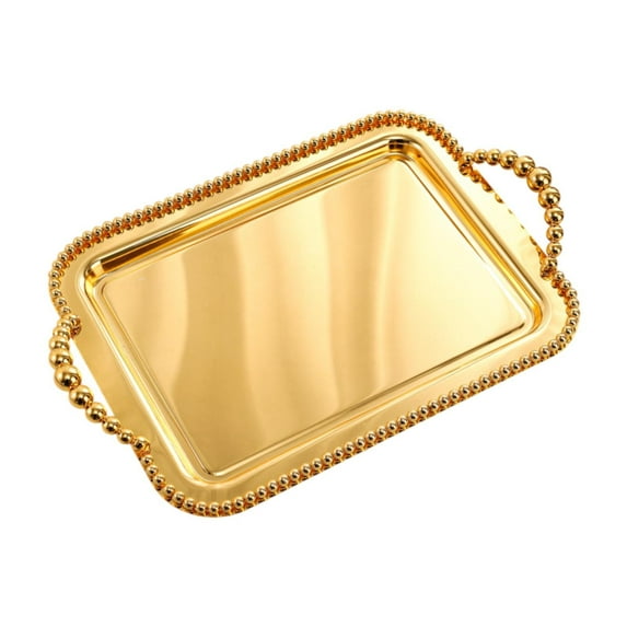 Fancyes Rectangle Serving Tray Food Tray,Multipurpose,Tea Cup Tay Decorative Tray Vanity Tray for Office Coffee Table Kitchen Bedroom Gold