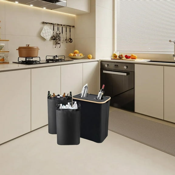 Fancyes Recycling Bin Waste Bin with Lid Wastebasket Household Rubbish Bin Trash Can Foldable for Bathroom Indoor Home Office Bedroom