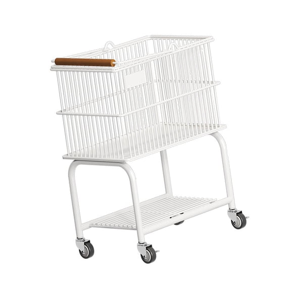 Fancyes Rolling Cart Sofa Side Table Lightweight Convenient Storage Trolley on Wheel Utility Cart for Home Bathroom Dorm Laundry Room , white 2 tier
