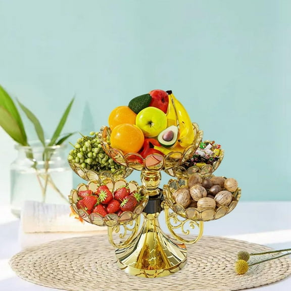 Fancyes Rotating Snack Serving Tray Dried Fruit Organizer Plate Fruit Bowl Decorative Flower Shape Appetizer Platter for Party Fruits