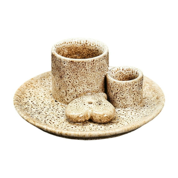 Fancyes Sage Holder Candle Holder Decoration Gift Incense Burner Ceramic Censer for Bedroom Incense Burning Farmhouse Desk Beige