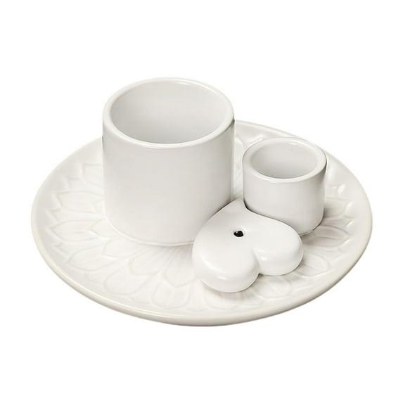 Fancyes Sage Holder Candle Holder Decoration Gift Incense Burner Ceramic Censer for Bedroom Incense Burning Farmhouse Desk White