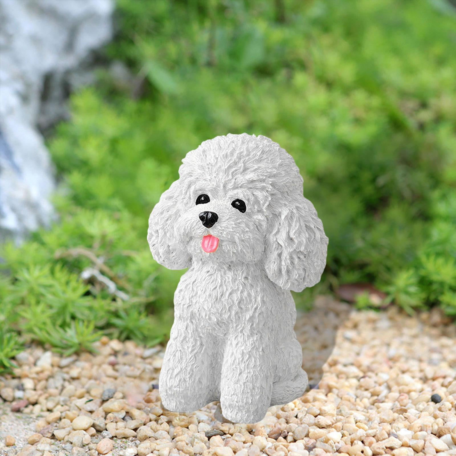 Fancyes Seating Dog Statue Inner And Outdoor Decoration Home Decoration Collections Garden Puppy Sculpture for Entrance Farmhouse White