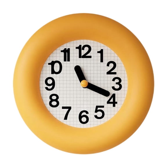 Fancyes Silent Hanging Clock Round Wood Clock Counter Office Easy to Read Wall Clock Without Pendulum