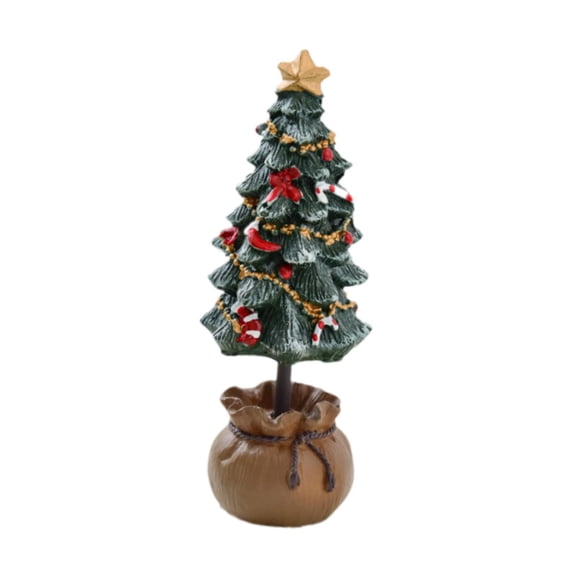 Fancyes Small Tabletop Artificial Christmas Tree Resin Figurine Party Home Decor Bedside Bedroom Xmas Tree Statue for Mantel Festival