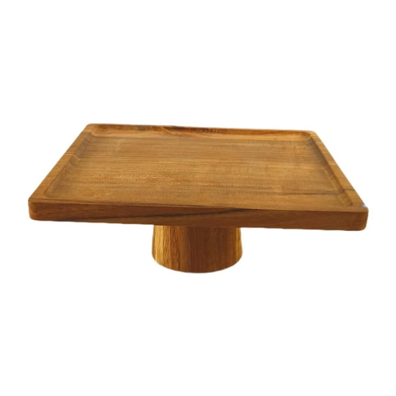 Fancyes Square Wood Cake Display Stand Cake Plate for Muffins, Pastries Cake Riser Fruit Holder Accessories Multipurpose 3.7inch Tall 25cmx9.5cm