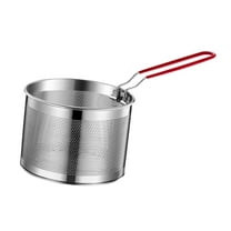 Fancyes Stainless Steel Deep Fryer Basket Kitchen Fry Basket Multifunction Deep Frying with Handle for French Fries Spaghetti Serving 18cm