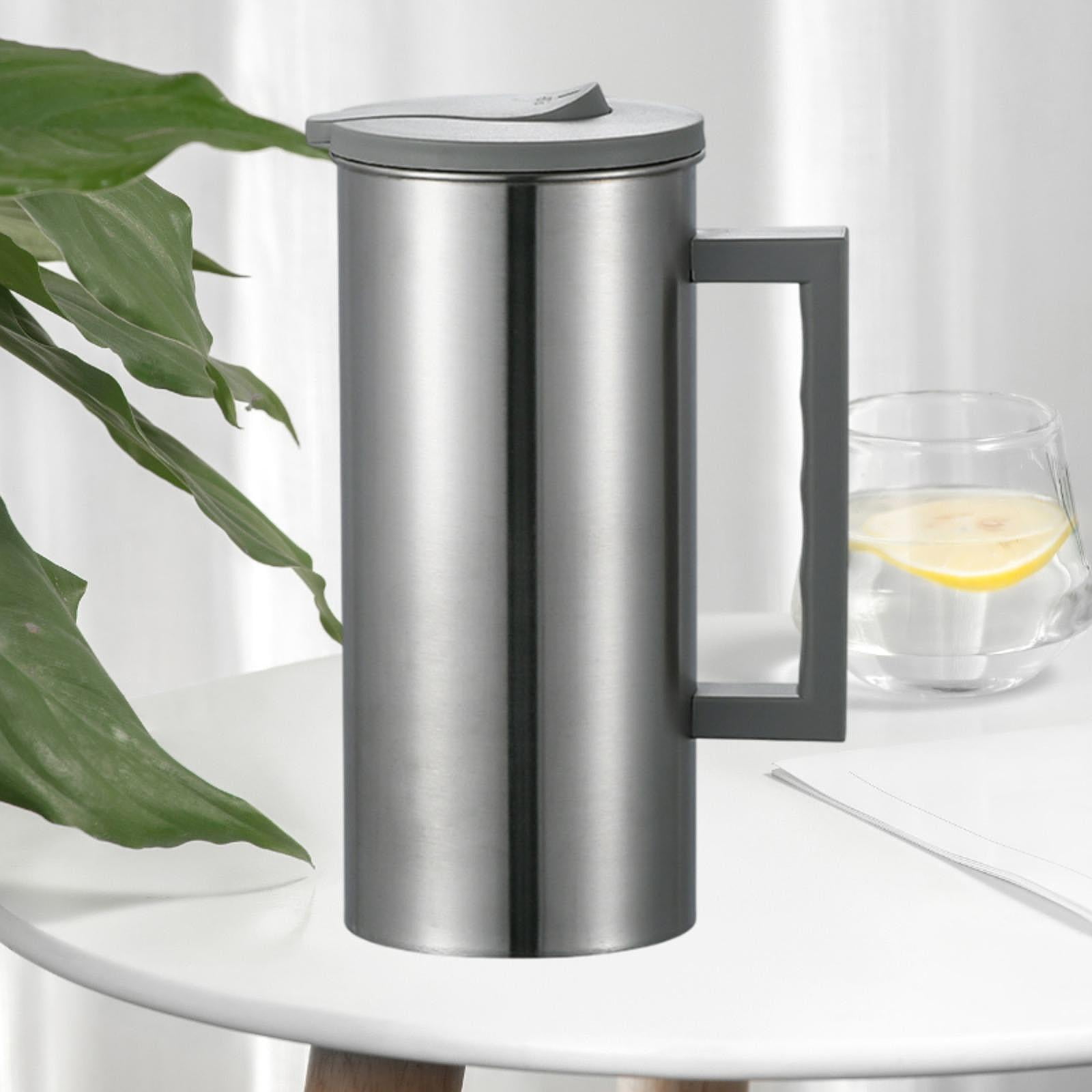 Fancyes Stainless Steel Pitcher Carafe 1800 ml Household Tea Kettle Metal Pitcher Water Jug for Gatherings Juice Milk Grey