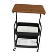 thumbnail image 1 of Fancyes Storage Cart 3 Tier Slim Storage Cart Metal Frame Unit Rolling Utility Cart Metal Wire Storage Cart for Laundry Room Bathroom Black walnut, 1 of 8