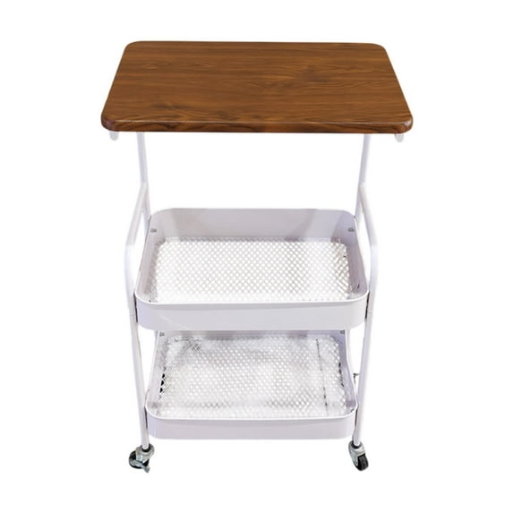 Fancyes Storage Cart 3 Tier Slim Storage Cart Unit Utility Rolling Cart with Table Top Rolling Utility Cart for Bathroom Narrow Space Black walnut