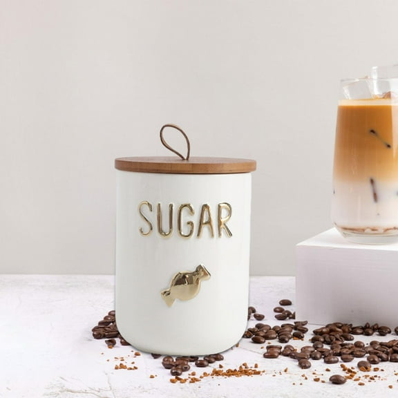 Fancyes Storage Container Canister Container with Handle Multi -purpose Organizer Stylish Pot Sealing Glass for Loose Tea Rice Flour Home sugar pattern